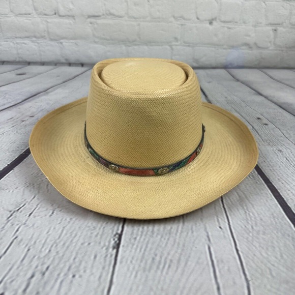 Resistol Fandango Vinylcote Men’s Cream Oval Cowboy Western Straw Hat Sz 7 - Picture 1 of 13